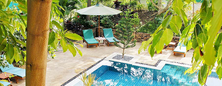 La Villa Battambang — garden and salt-water pool