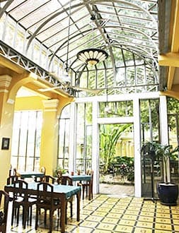 Restaurant under the glass roof
