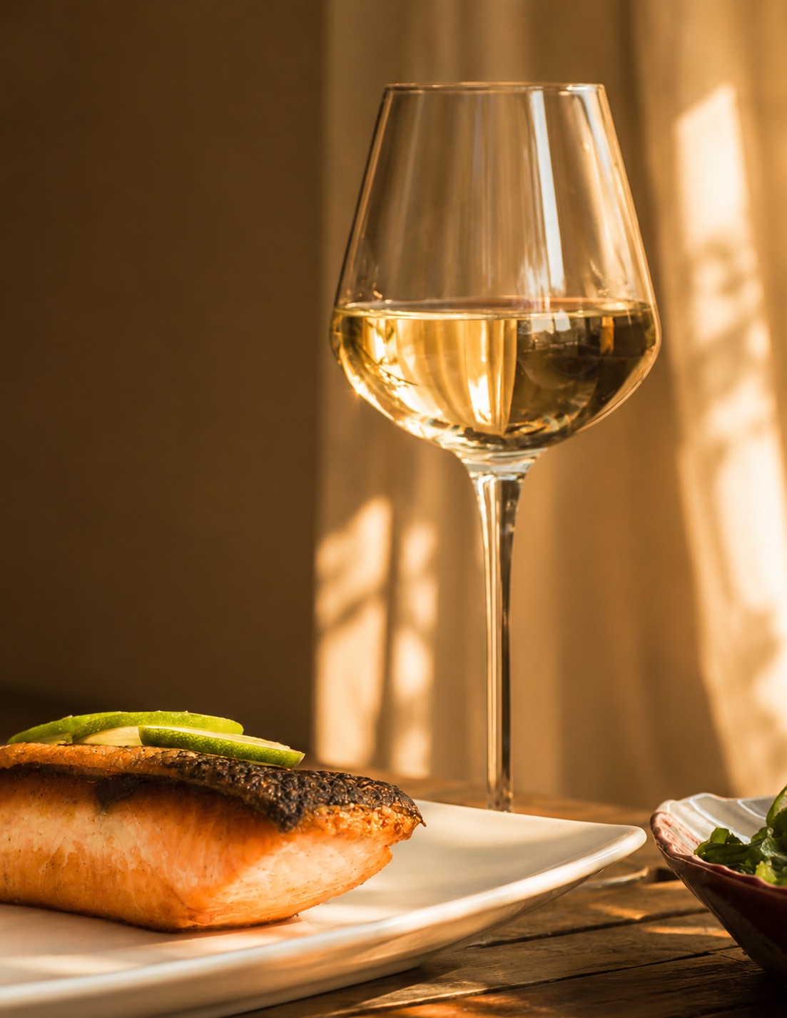 A dish paired with white wine